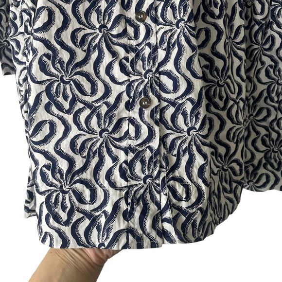 GANNI Printed Cotton Mini Shirt Dress Navy Blue SIZE 38 - Picture 3 of 8